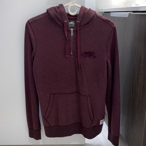 ROOTS Burgundy Quarter Zip Pullover Hoodie